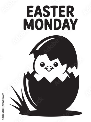 Black Easter Monday Chick Hatching from Egg