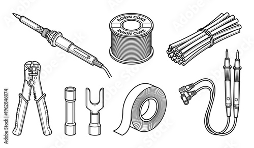 Soldering iron and electronic components wire solder roll crimpers tool and connectors set