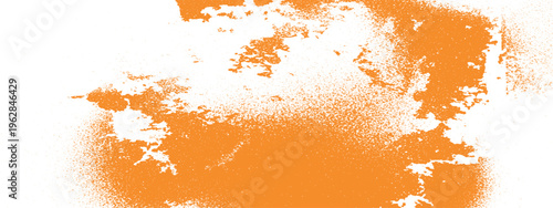 Orange textured abstract background with white paint splatters, grunge art element, distressed surface, paint splatter