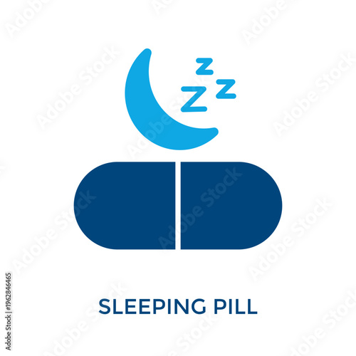 Sleeping Pill Icon Dual Tone Style. Vector Illustration For Graphic Design