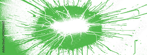 Abstract green paint splatter explosion on white background, radial design, energetic ink burst, organic texture, creative graphic element, abstract art