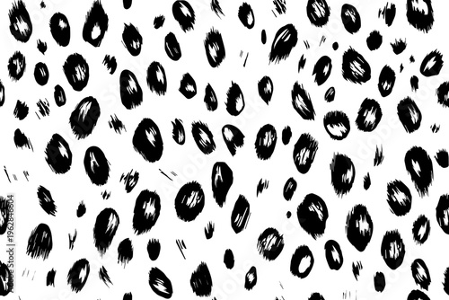 Leopard Grunge brush strokes vector seamless pattern. Hand drawn ink dirty