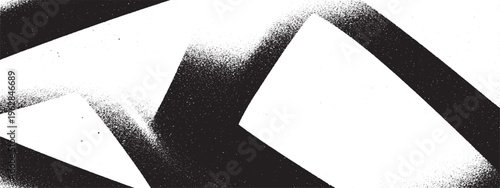 Abstract black and white geometric shapes with grunge texture, urban street art style background, modern art