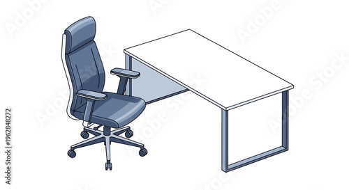 Office Chair and Desk Illustration.