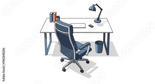 Office Chair and Desk with Accessories.