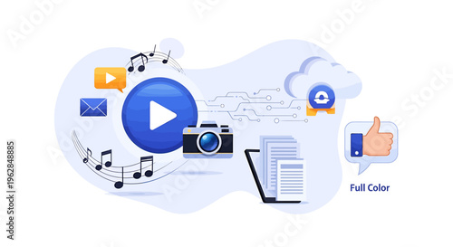 Multimedia Video Play Button Graphic Elements.