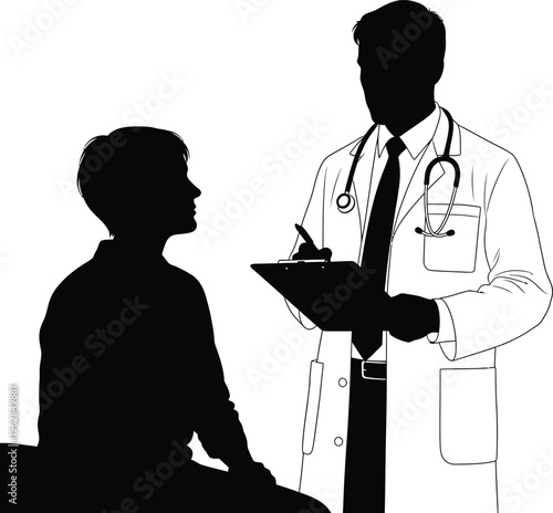 Doctor and patient consultation in a medical setting
