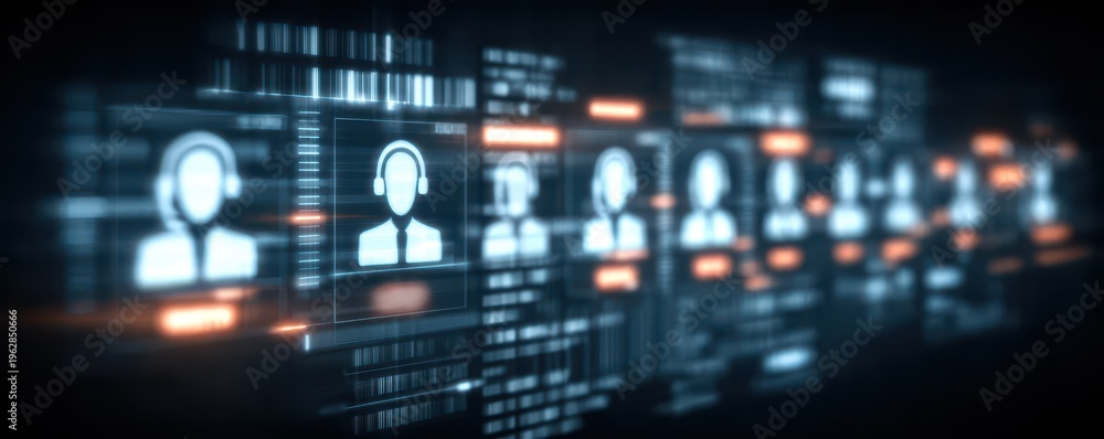 Fototapeta premium Real time assistance and system management ensure a service solution for every client with support.
