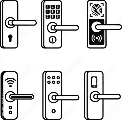 Various electronic door locks with different authentication methods