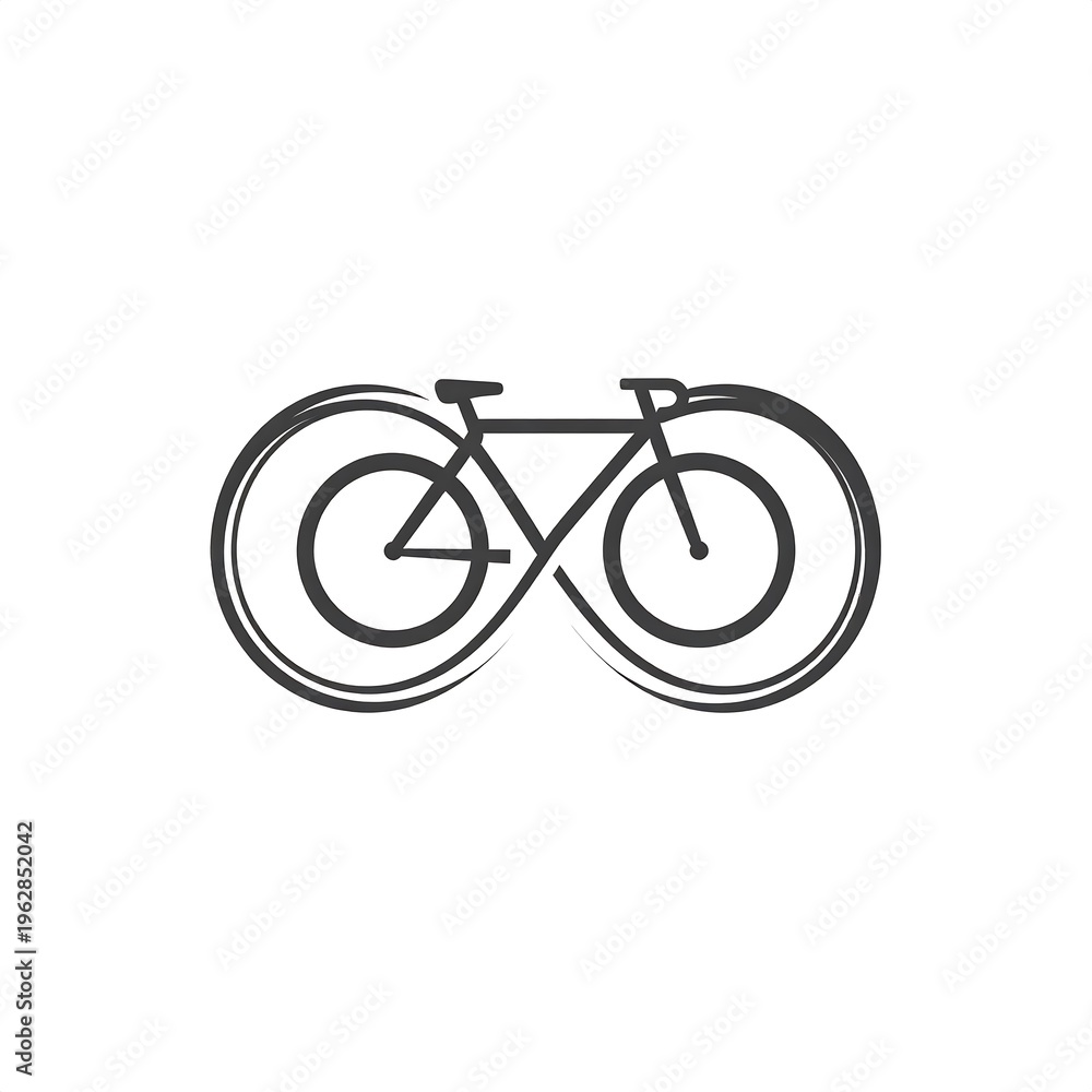 Obraz premium Black bicycle in an infinity symbol on a white background