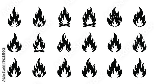 Black flame icons