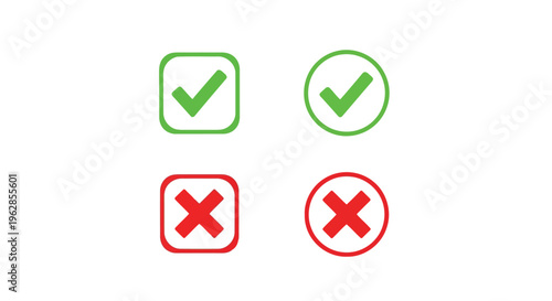 Checkmark and cross symbols in green and red