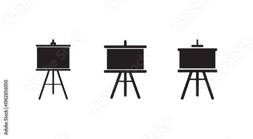 Three blackboards on easels in a row for teaching and presentation purposes in education and business settings