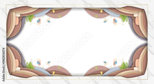 Abstract Organic Border Frame with Pastel Colors and Nature Elements