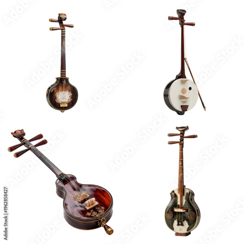 Illustration - Shamisen isolate on transparent png.