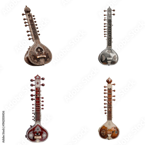 Illustration - Sitar  isolate on transparent png.