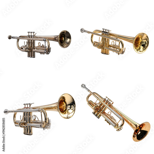 Illustration - Trumpet isolate on transparent png.