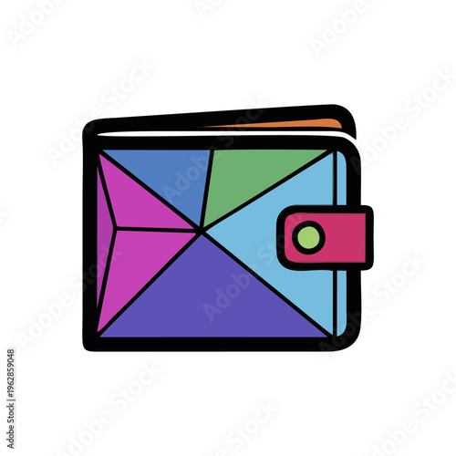 Geometric Wallet Design Shown In Multicolor Layout