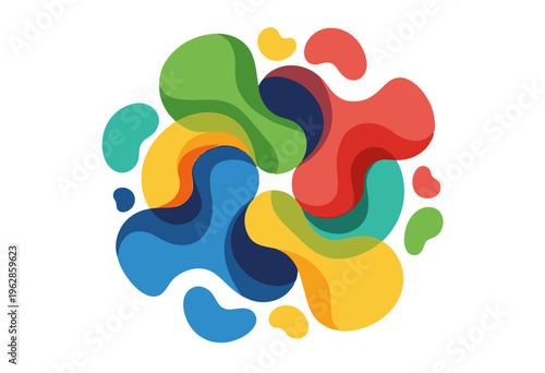 Abstract colorful organic shapes forming a dynamic, swirling pattern in a vibrant, flowing design