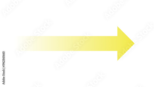 Принти на полотні Yellow straight arrow pointing right with fade effect isolated on white backgrou