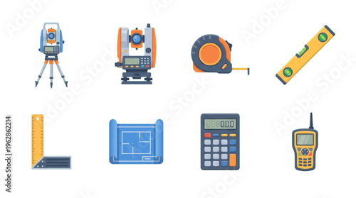 Surveying Engineering and Construction Tools Blueprint Calculator and Measuring Devices