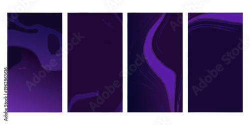 Abstract purple marble textures arranged in a four panel grid