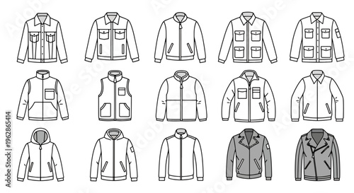 Collection of various jacket styles and designs on display