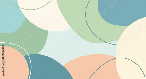 Pastel-colored abstract artwork of overlapping organic shapes