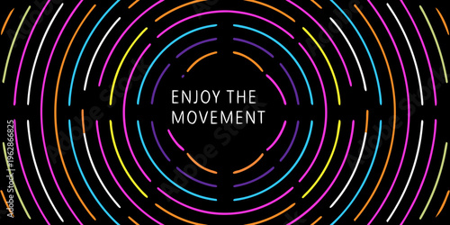 Colorful concentric lines radiate from a central motivational message