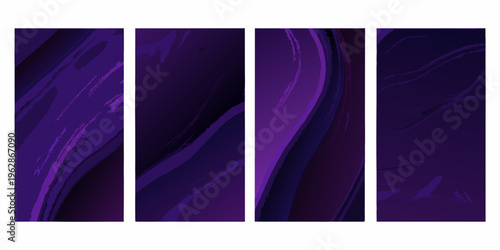 Abstract purple and black marble textures arranged in a vertical grid