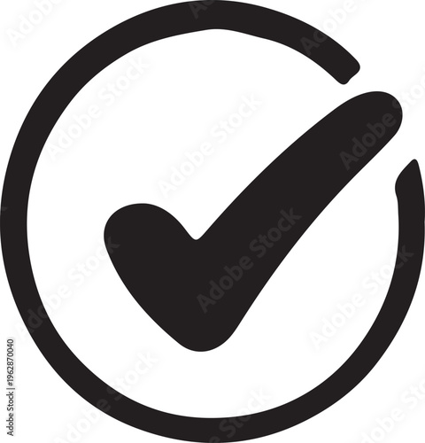 Black Check Mark Icon in Circular Shape – Approval Symbol