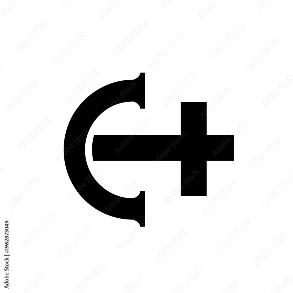 Obraz premium C++ Programming Language Symbol Icon on White Background