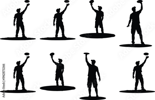 Silhouette of a man throwing a frisbee, capturing the joy of outdoor recreation and active leisure.