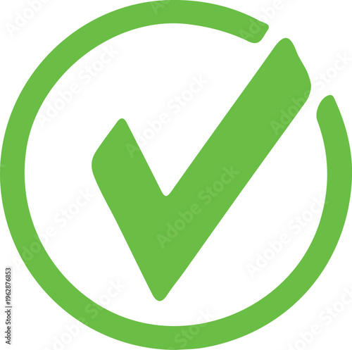 Green Check Mark Icon in Circular Shape – Approval Symbol