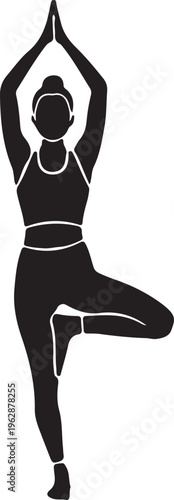 A woman practicing the tree pose to improve her balance and inner peace today