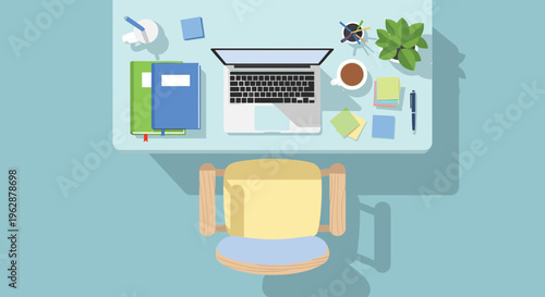 Office worker sitting at desk chair.