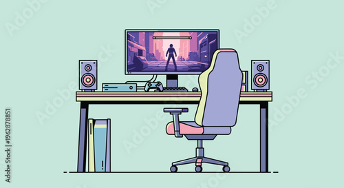 Office chair in front of desk.