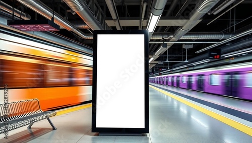 Empty advertisement board in subway station