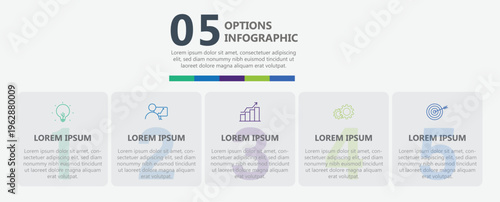 Five Step Options Infographic Template with Icons Modern Business Process Timeline Presentation Design