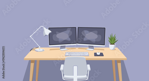 Office Workspace Desk with Chair.