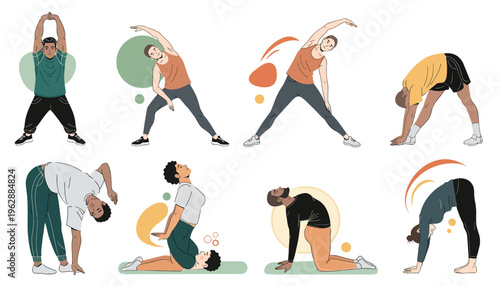 People doing various yoga poses 1.