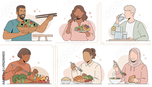 People eating food with hands.