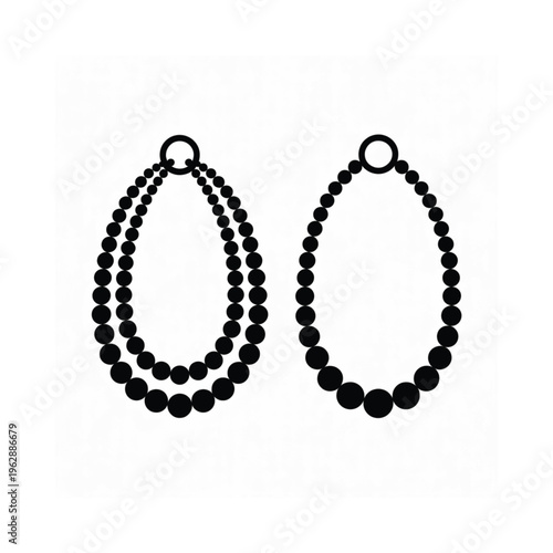 Two black bead necklaces displayed against a plain white background