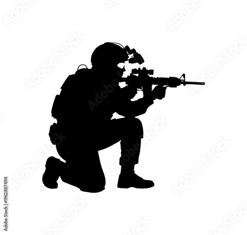 Sniper in Tactical Crouch Position Silhouette