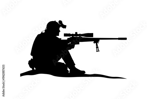 Sniper Silhouette with Rifle Ready