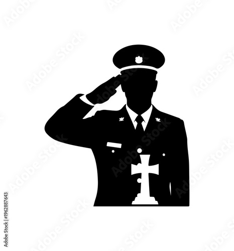 Military Officer Saluting in Uniform