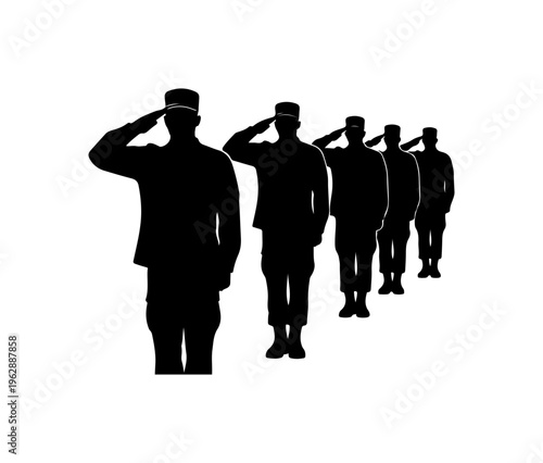 Military Salute Formation Silhouettes