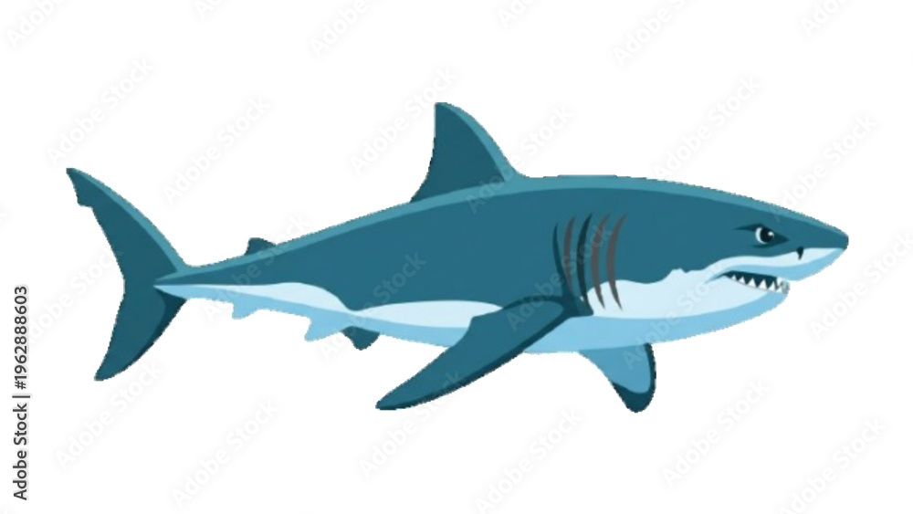 Fototapeta premium Blue Shark Swimming Profile Vector Illustration