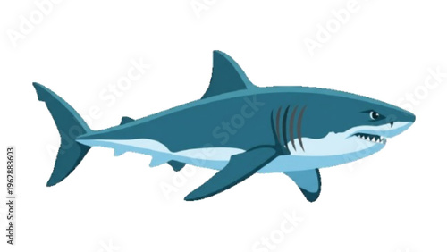 Blue Shark Swimming Profile Vector Illustration
