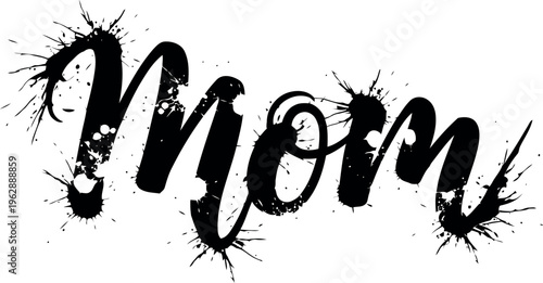 Beautiful handwritten mom is love text in elegant cursive font design